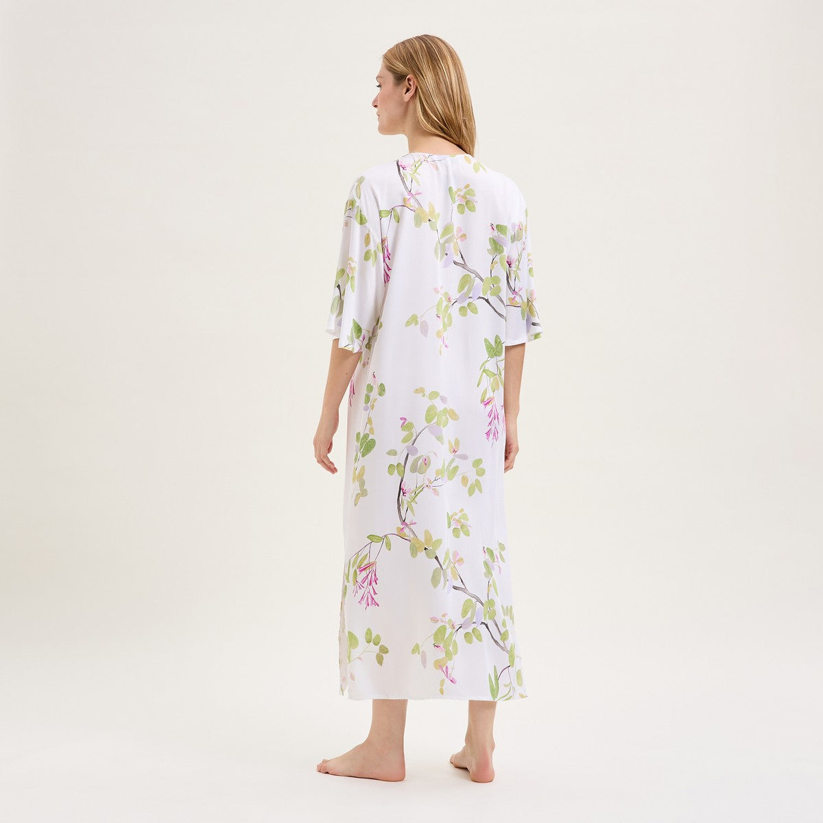 Luciole - Chemise de nuit longue imprimé feuillage - Laurence Tavernier