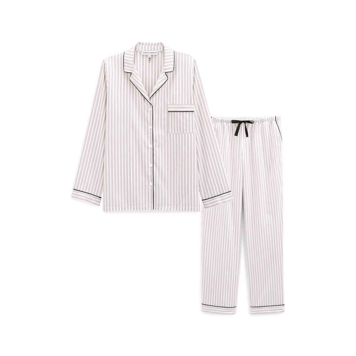 Essentiel rayé - Pyjama manches longue popeline de coton - Laurence Tavernier