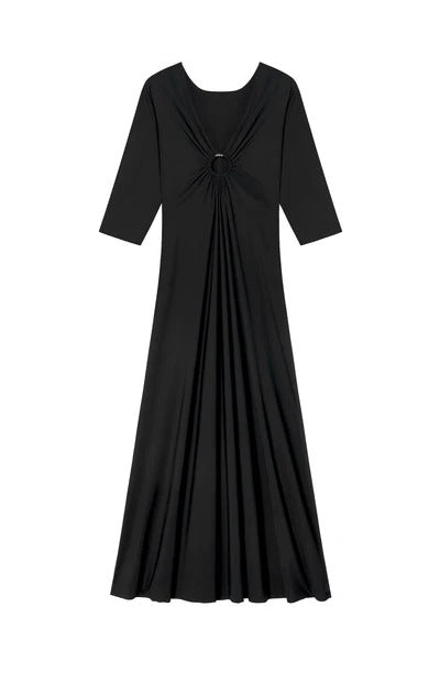 Carmenn - Robe longue manches 3/4 noire - Pain de Sucre