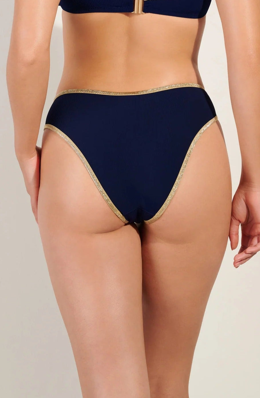 Stevie 25 & Mathis 25 - Maillot de bain deux pièces triangle côtelé marine - Pain de Sucre