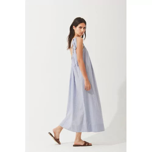Maeva - Robe longue dos nu BLUE STRIPES - Pluto