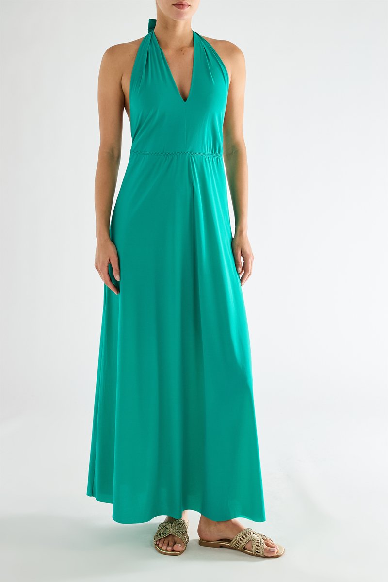RUKEN - Robe longue dos nu vert - Pain de Sucre