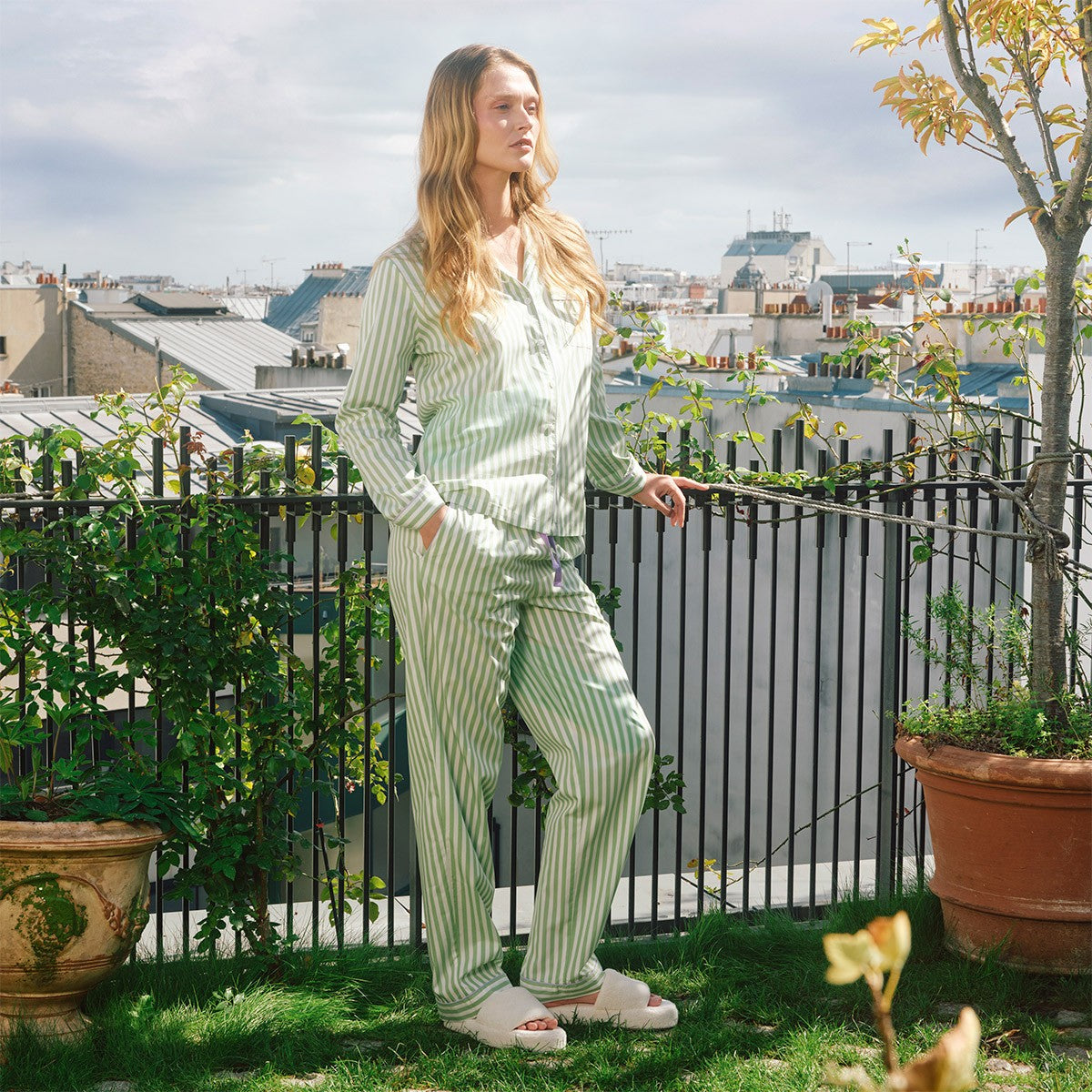 Essentiel - Pyjama rayé Couleur Vert - Laurence Tavernier