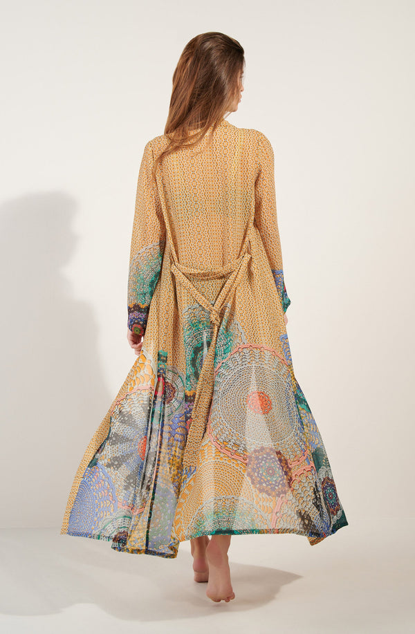 Caissy -Long kimono ample en voile imprimé GIPSY - Pain de Sucre