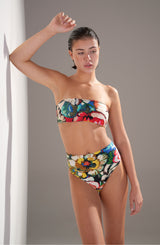 Fabia & Tobago - Maillot de bain 2 pièces Mono-armature et Bas taille haute Flower - Pain de Sucre