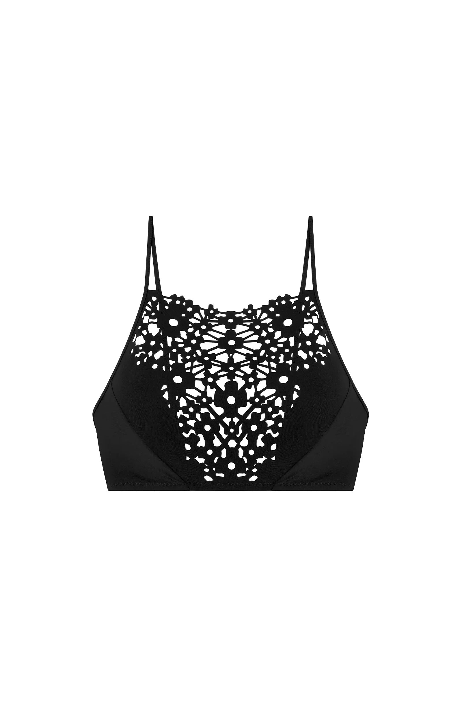 Bram - Haut de maillot de bain effet fleuri noir - Pain de Sucre