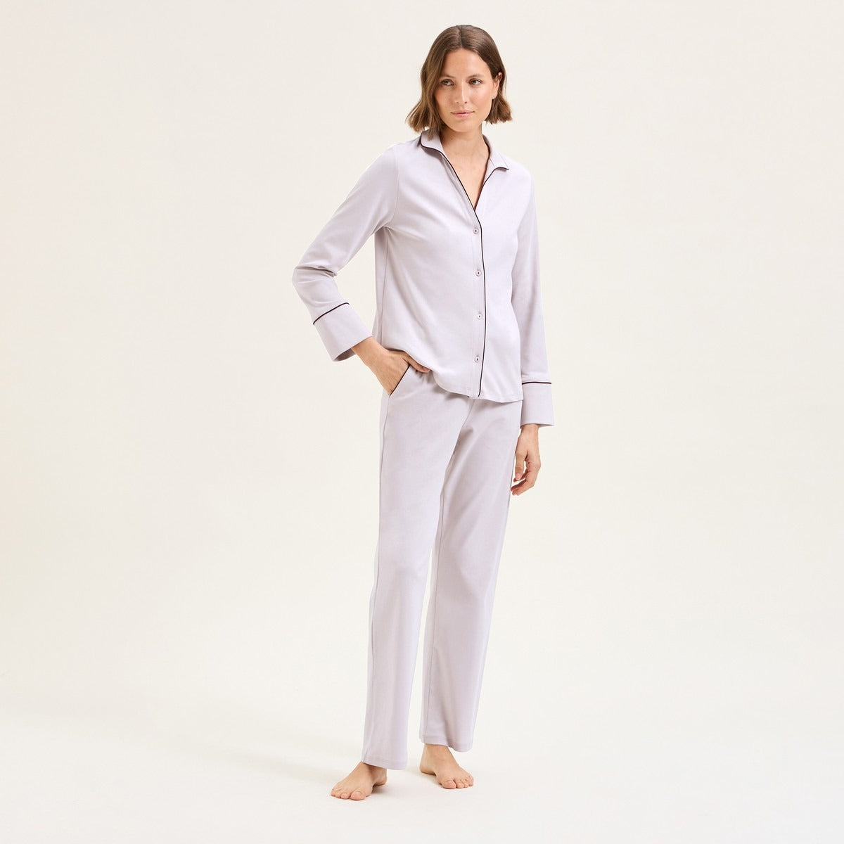 Paola - Pyjama manches longue Greige - Laurence Tavernier