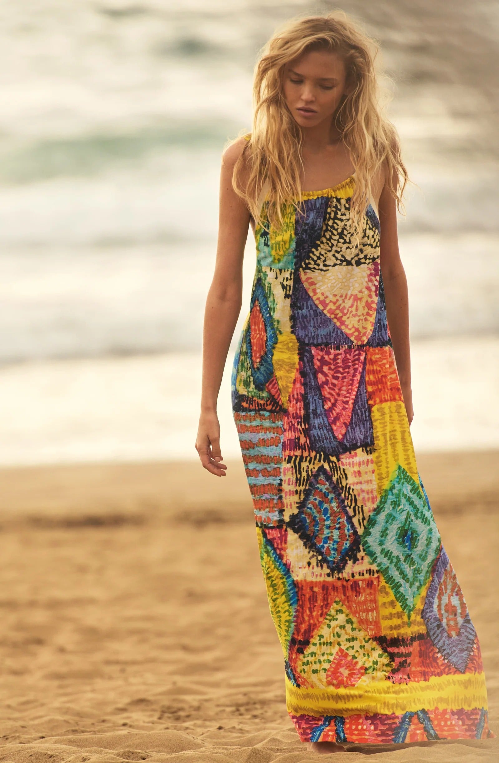 Licie 09 - Robe longue évasée imprimé HOLI - Pain de Sucre