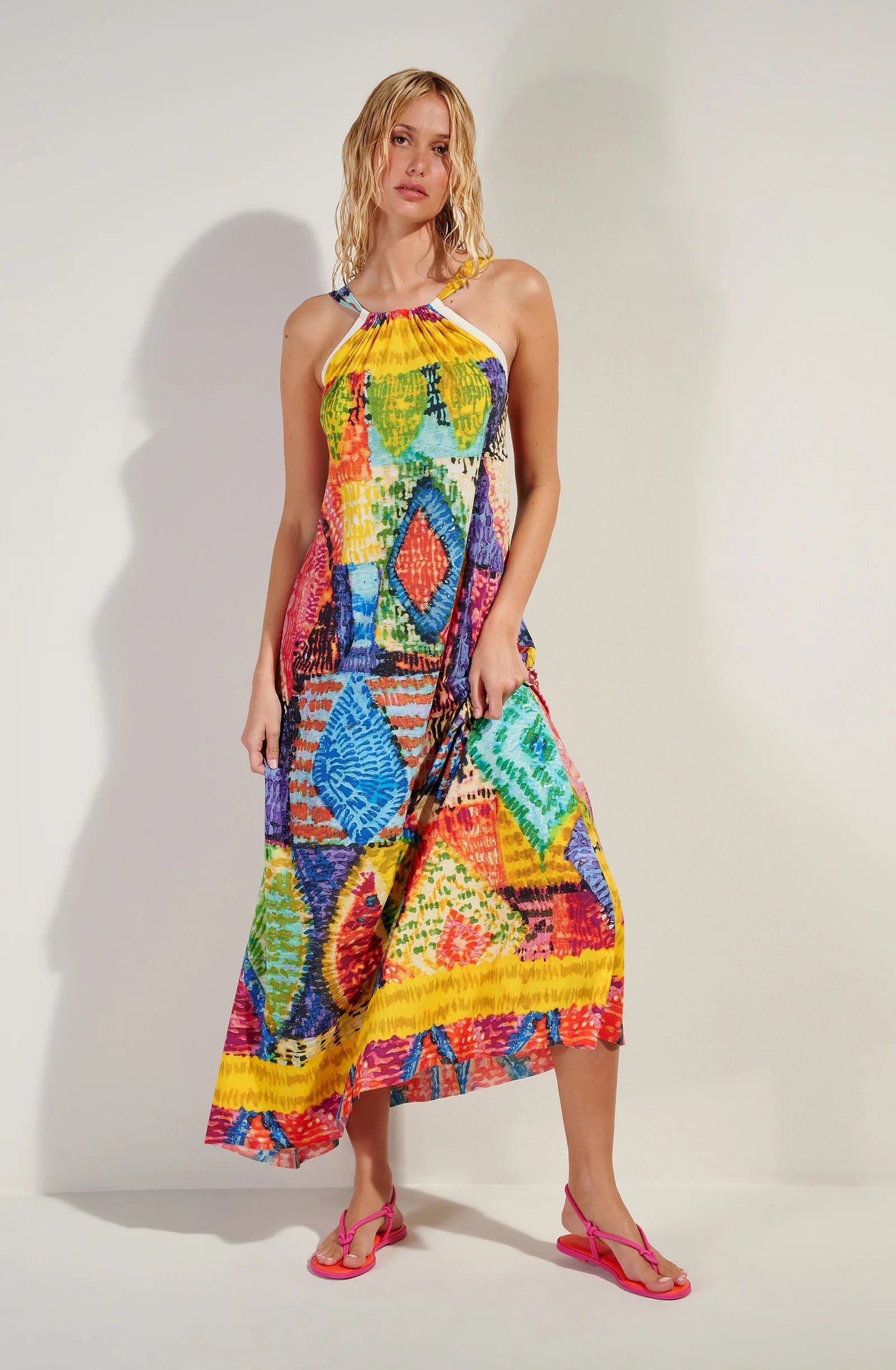 Licie 09 - Robe longue évasée imprimé HOLI - Pain de Sucre