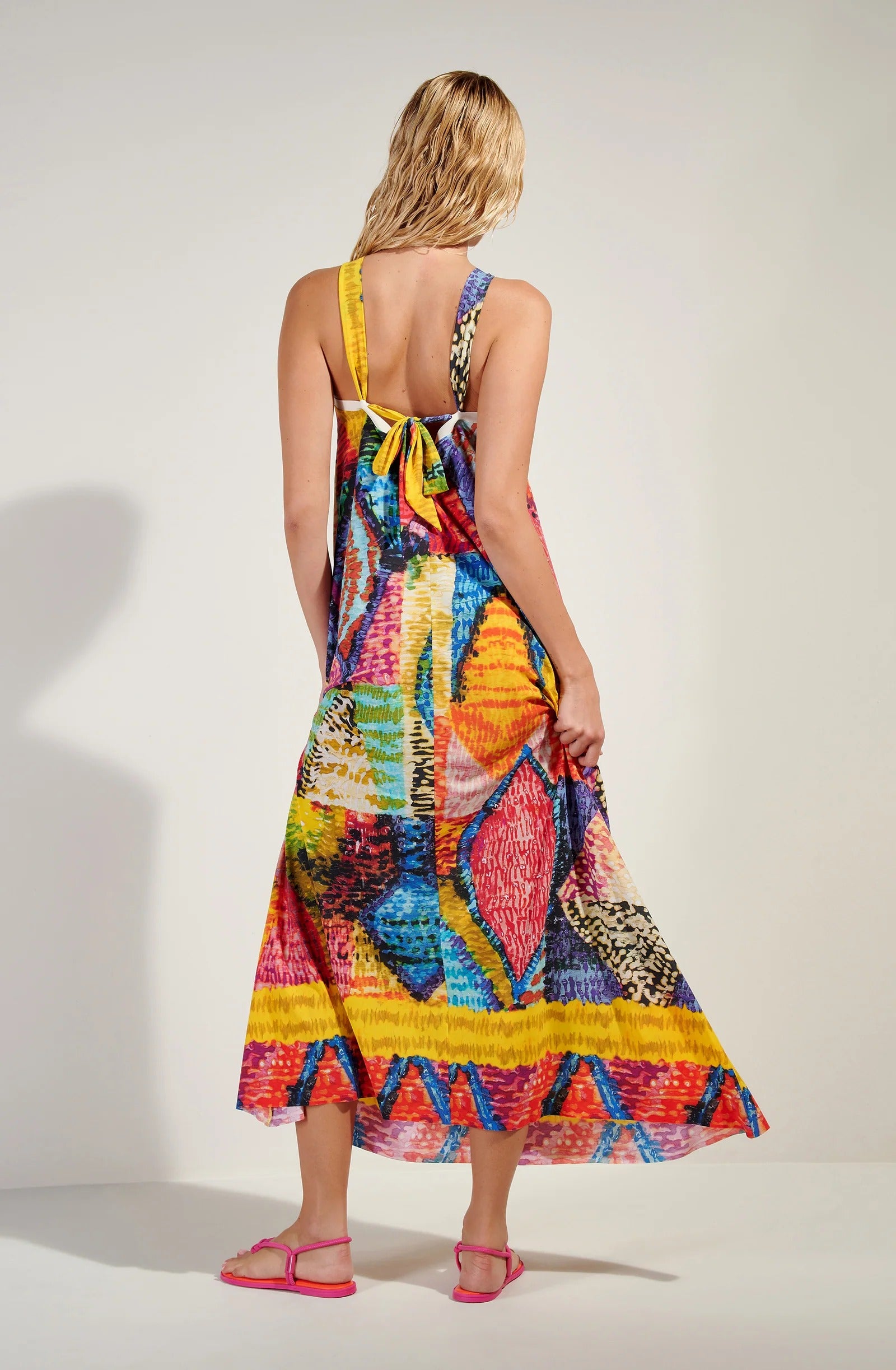 Licie 09 - Robe longue évasée imprimé HOLI - Pain de Sucre