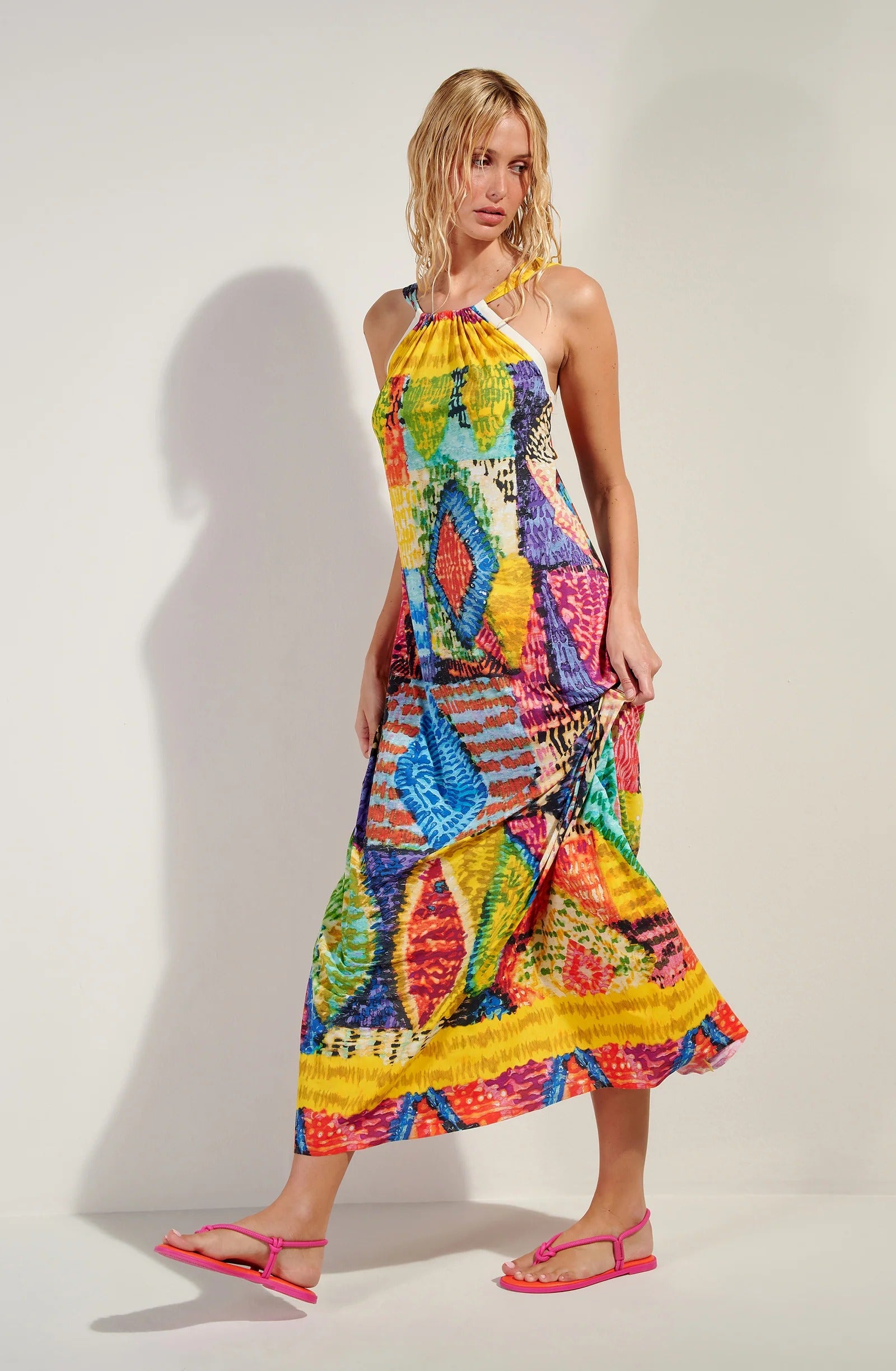 Licie 09 - Robe longue évasée imprimé HOLI - Pain de Sucre