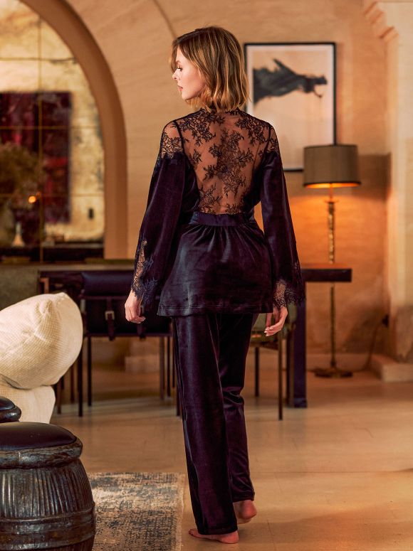 Synthia - Pyjama en velours noir - Marjolaine